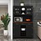 Multi-functional Black Kitchen Buffet Sideboard with Tempered Glass Doors Adjustable Shelves and Wine Storage